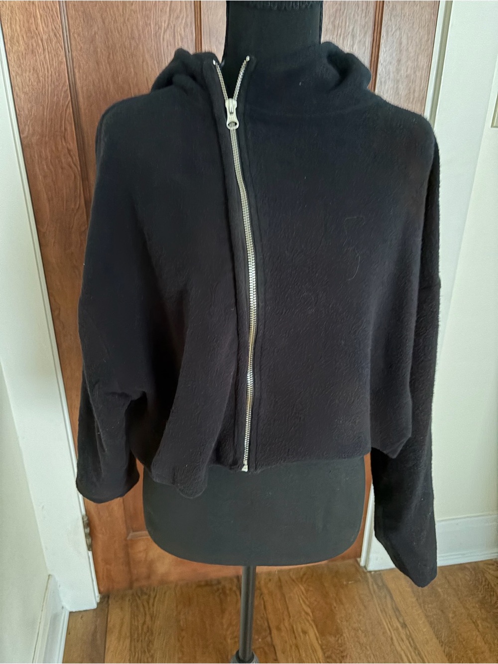 Black Hooded Zip Sweater Jacket
